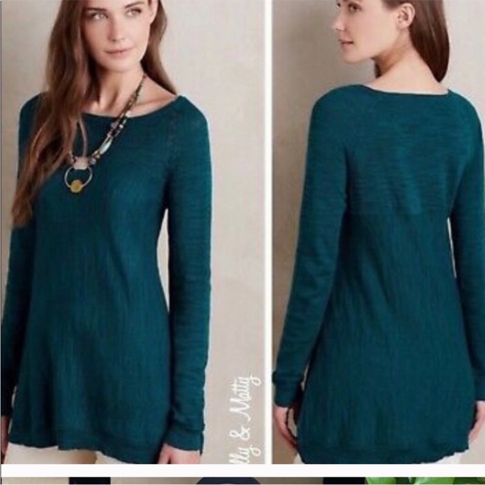 ANTHROPOLOGIE KNITTED & KNOTTED EMERALD GREEN SWEATER